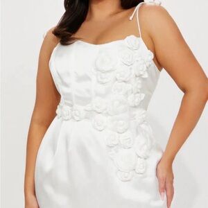 Fashion Nova Sweet Nothings Satin Mini Dress - White